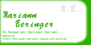 mariann beringer business card